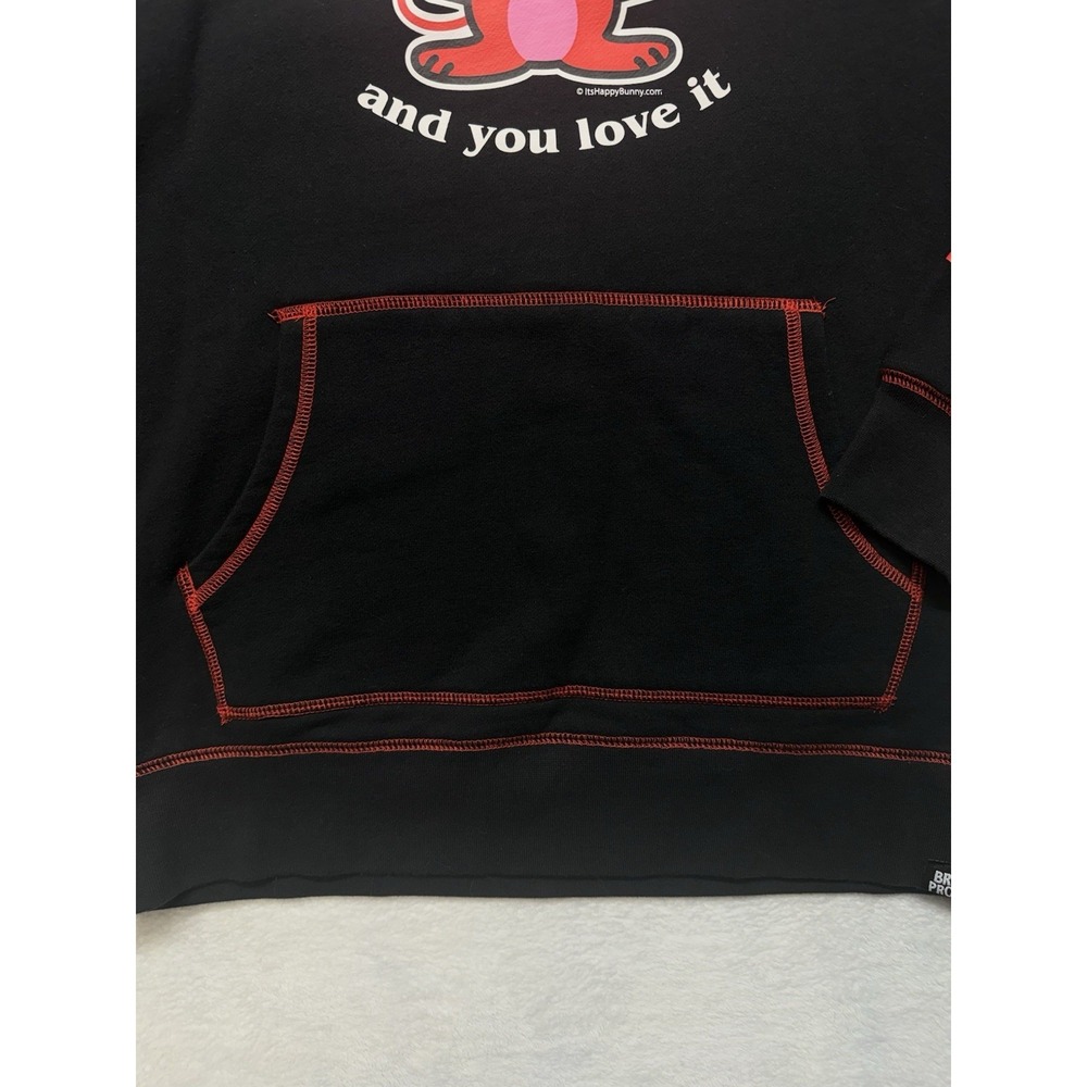 Broken Promises x Happy Bunny I'm Bad Contrast Black Hoodie Woman's Large Pocket - Picture 5 of 16